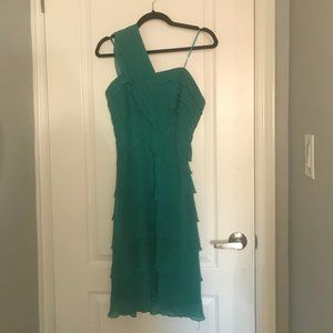 One Shoulder Green Dress